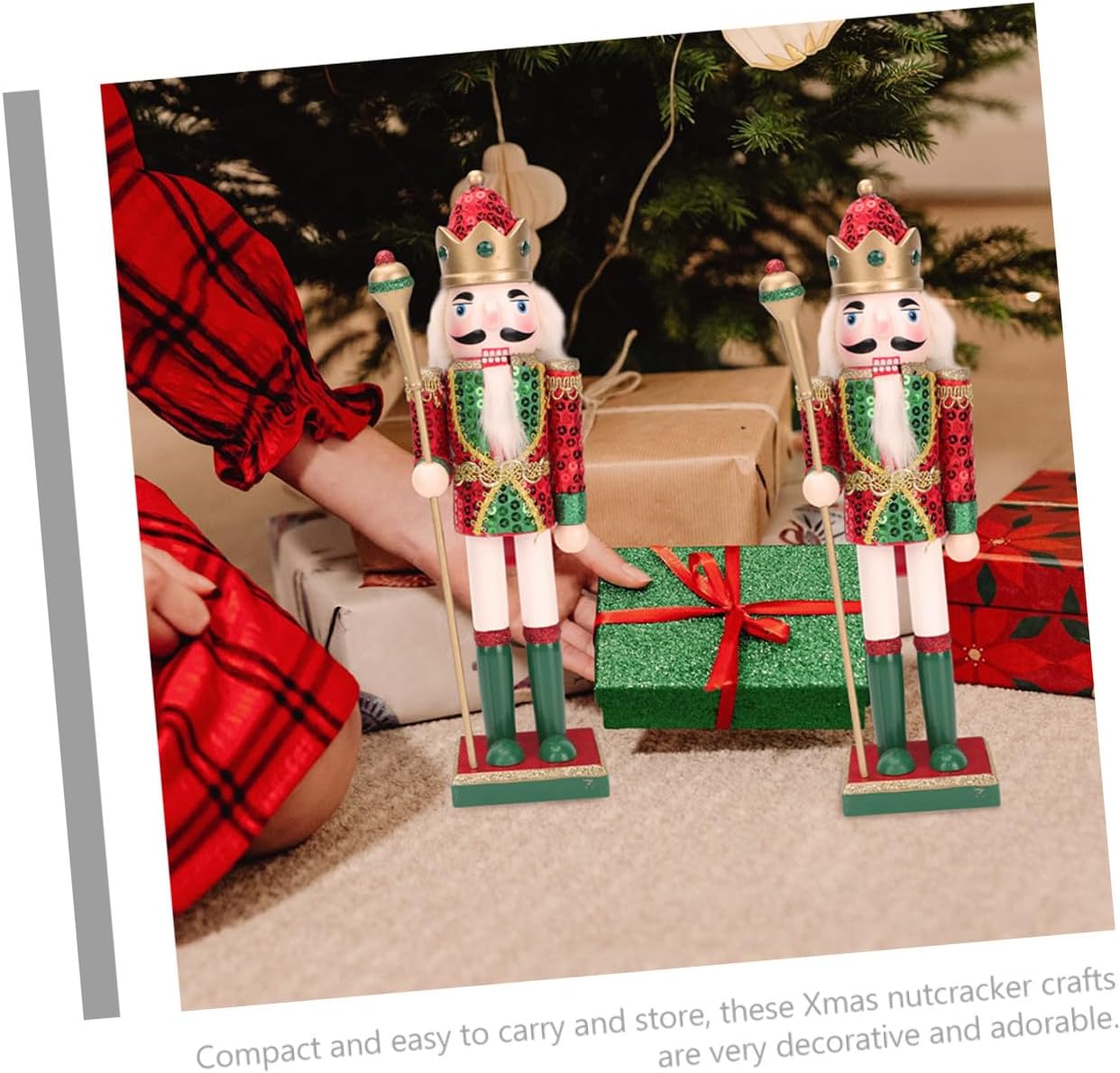 Wooden Nutcracker Figurine Soldier Christmas Nutcracker Decor Traditional Wood Craft Ornament Holiday Shelf Decoration