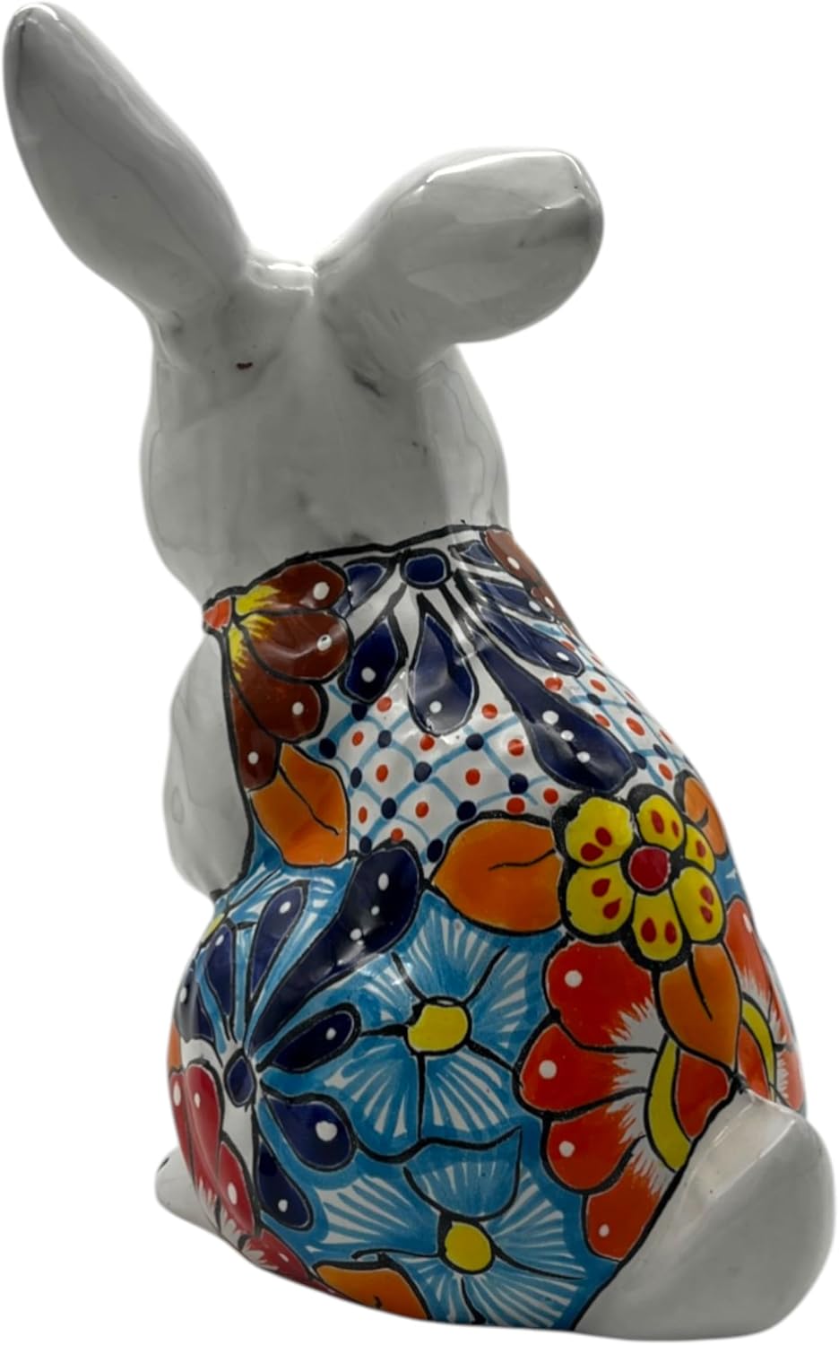 Talavera Bunny Statue | Colorful Hand-Painted Mexican Rabbit Decor