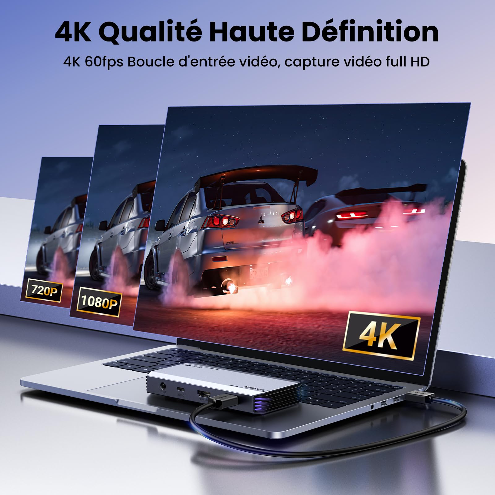 UGREEN Carte de Capture Vidéo HDMI USB C 3.1 4K 60Hz Entrée Enregistrement | Carte Acquisition HDMI 4K 60Hz Streaming Jack 3.5mm Casque Microphone Compatible avec Switch PS5 PS4 MacBook PC iPad Caméra