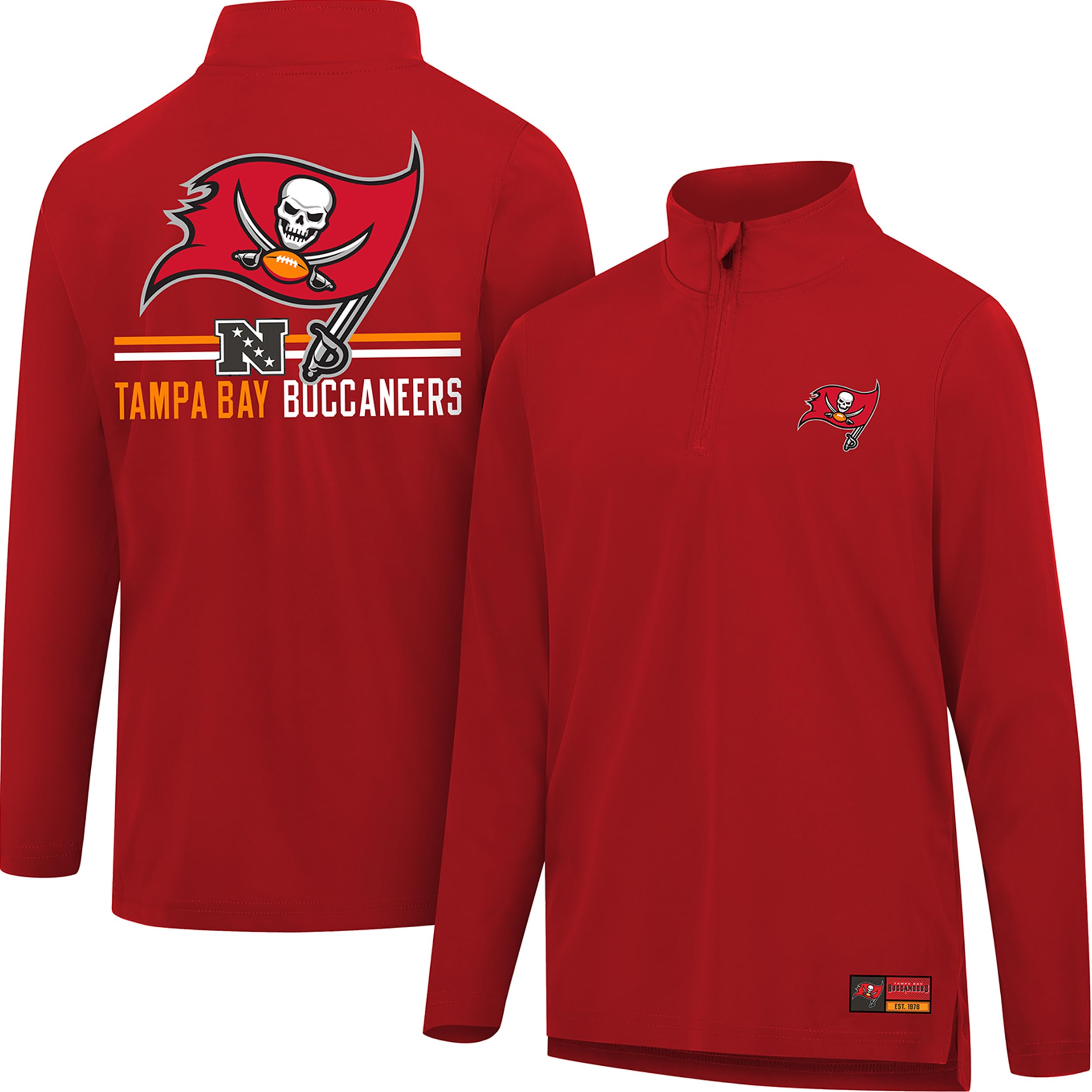 Ultra Game Men's Standard NFL Official Super Soft Quarter Zip Long Sleeve T-Shirt, Team Color