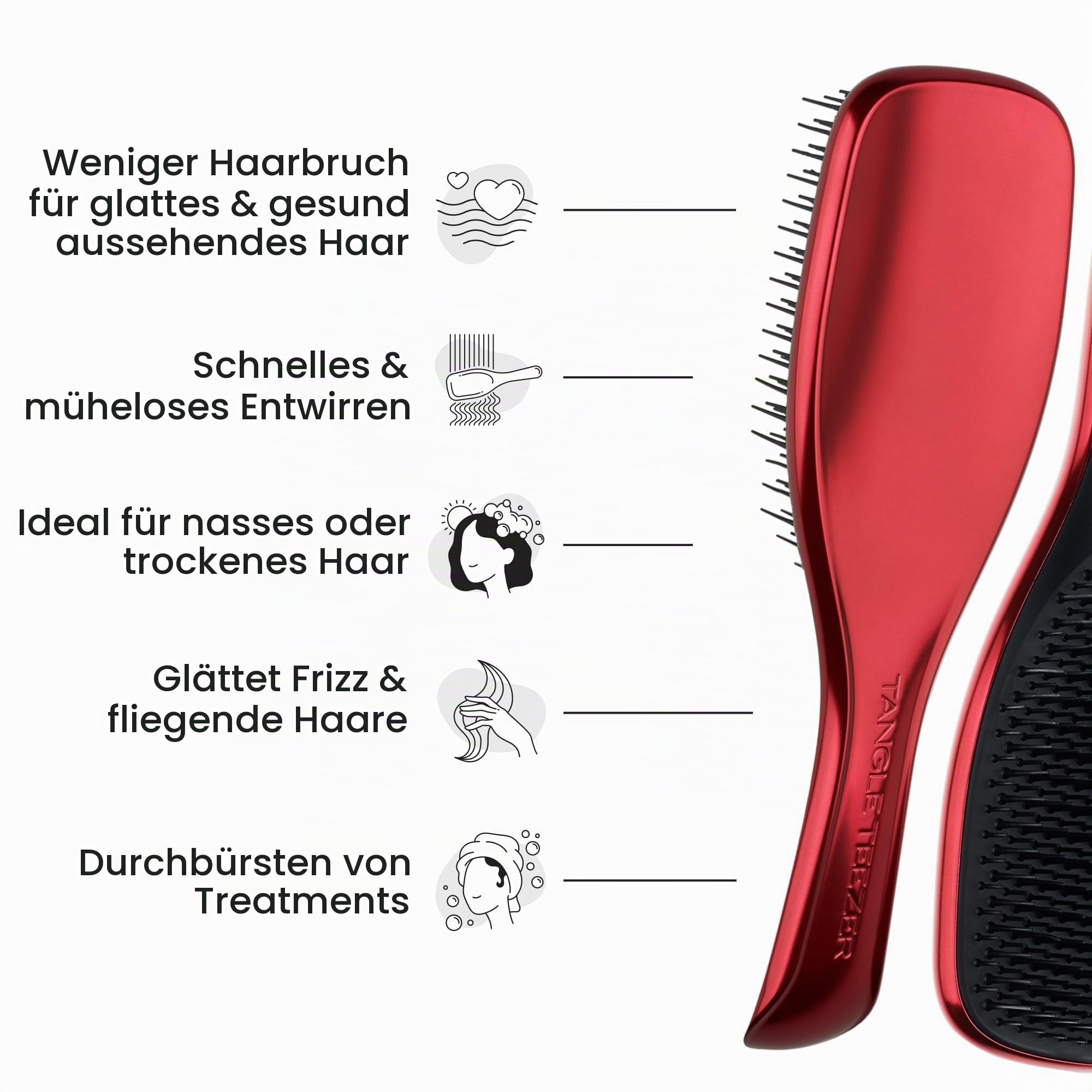 Tangle Teezer x The Devil Wears Prada Ultimate Detangler Haarbürste–Nasses & Trockenes Haar–Entwirrungsbürste für Alle Haartypen–Zweistufige Borsten Reduzieren Haarbruch & Knoten – rotes Chrom-Finish