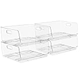 Sorbus Stackable Storage Bins Open Front - Clear Stackable Storage Bins - Pantry Bins for Storage and Organization - Acrylic Stackable Bins for Kitchen - Clear Pantry Organizer Bins (Large 4 Pack)