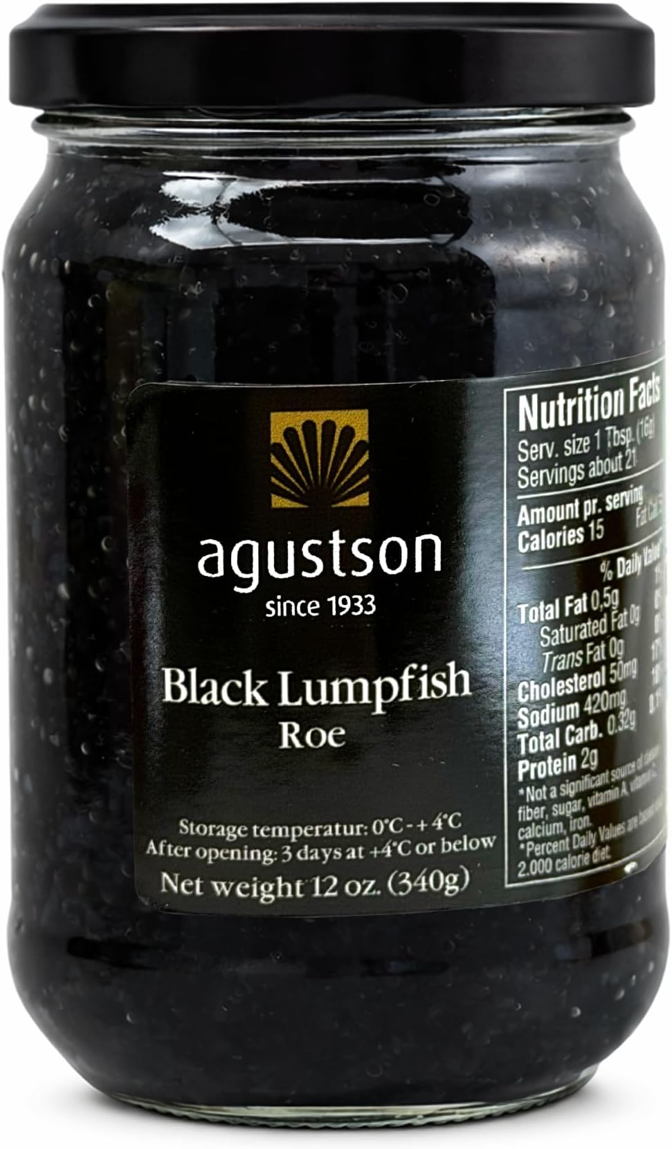 Agustson Black Lumpfish Caviar Roe, 12 oz – Product of Denmark | Gourmet Seafood Caviar with Bold Briny Flavor 4