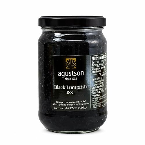 Agustson Caviar de Huevas de Lumpfish Negro, 12 Onzas
