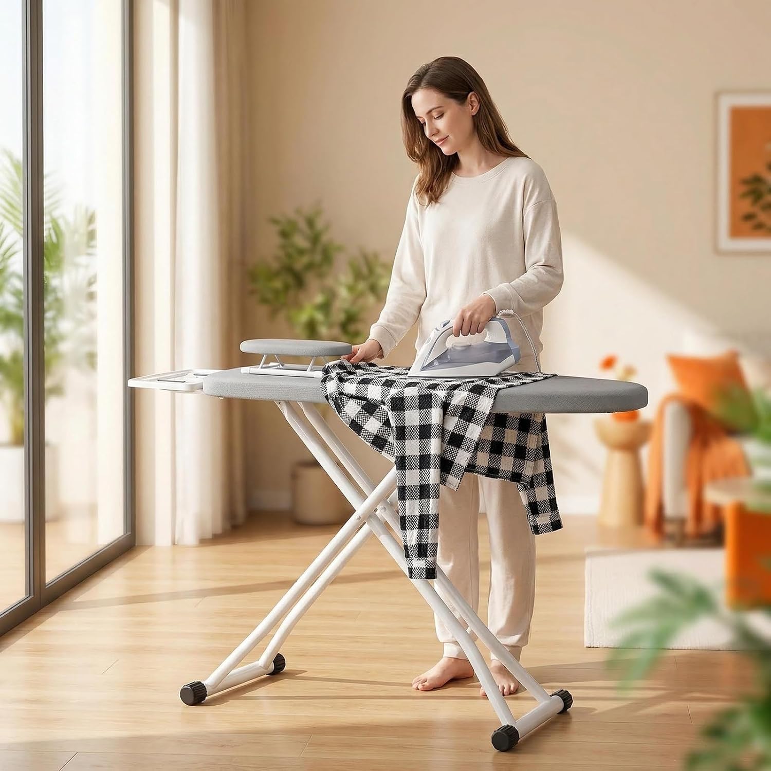 Heavy-Duty Extra Wide Ironing Board, Foldable & Height Adjustable Up to 34", Premium Cover & Pad, Iron Rest, 4 Steel Legs for Home Or Laundry Room(A,90 * 31CM/35.4 * 12.2INCH)