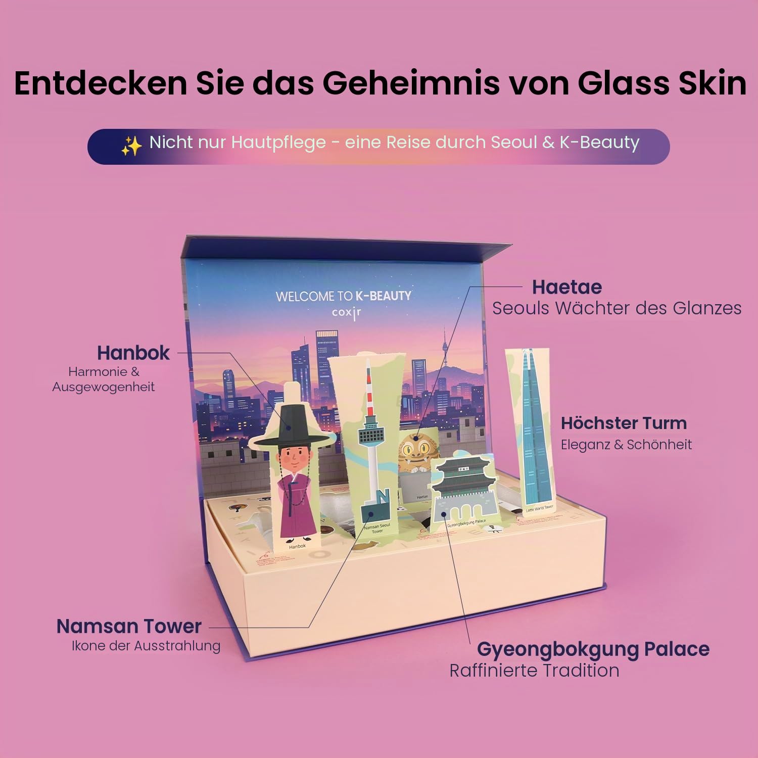 coxir K-Beauty mit coxir (KOREA BOX) [K-BEAUTY, Hautpflege-Geschenkset mit Premium-Geschenk, Koreanische Hautpflege]