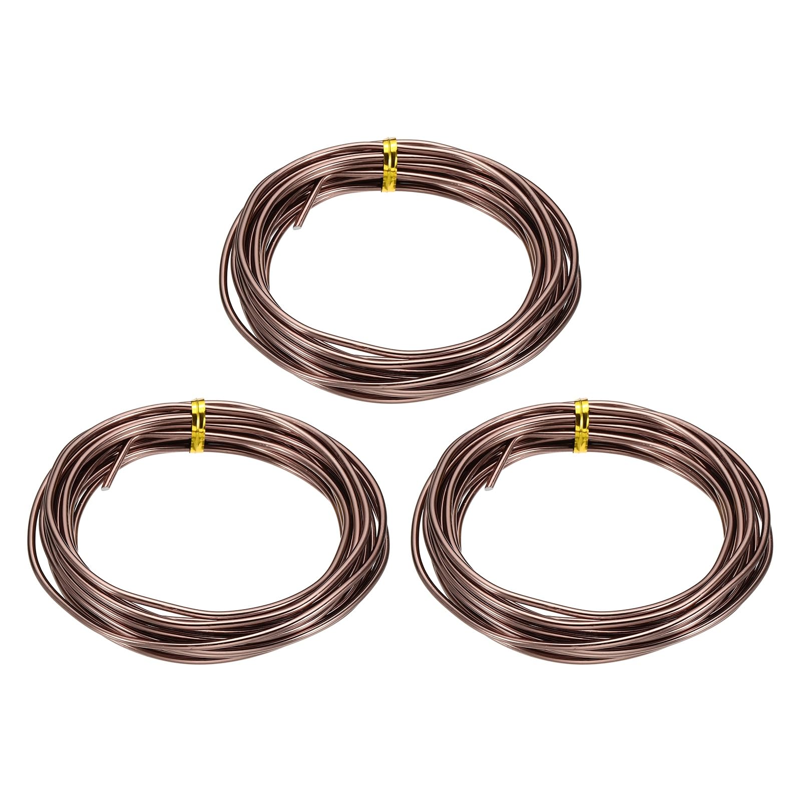 sourcing map 3 Roll Bonsai Wire 2.5mm Each Roll 16.4ft (5m) Anodized Aluminum Bonsai Wire for Gardening Tree Branch Fixing DIY Crafting, Brown