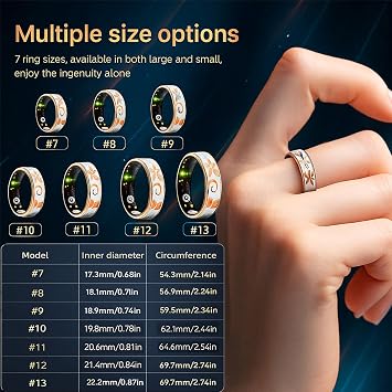 2025 Oracle Smart Ring for Women, Rose Gold Enamel Health & Fitness Tracker Ring with Heart Rate, Sleep Monitoring, Step Counter, Sports Modes, IP68 Waterproof (#10)