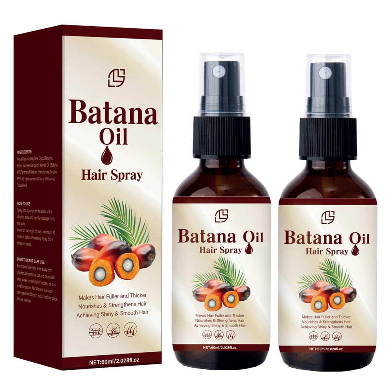 Hotiary Batana Conditioning Spray for Hair Growth, Natural Batana Oil Spray By Dr. Sebi，Hair Care for Men & Women, 2.02 fl oz, 2 pack