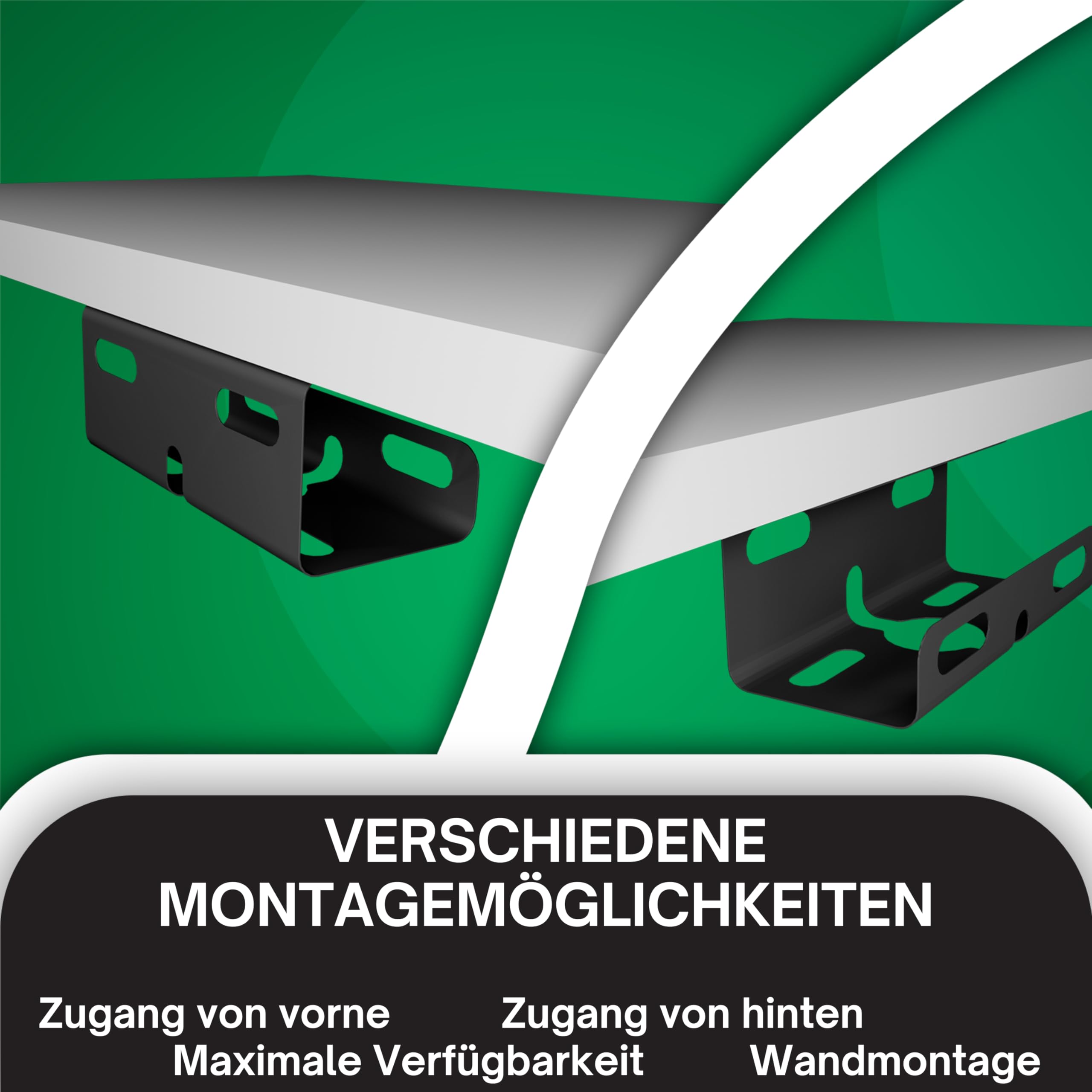 ATM® Pasacables para una gestión ordenada de cables, juego de 2 soportes para cables negros, escritorio de fácil montaje, 25 x 11,2 x 10 cm, pasacables para oficina en casa