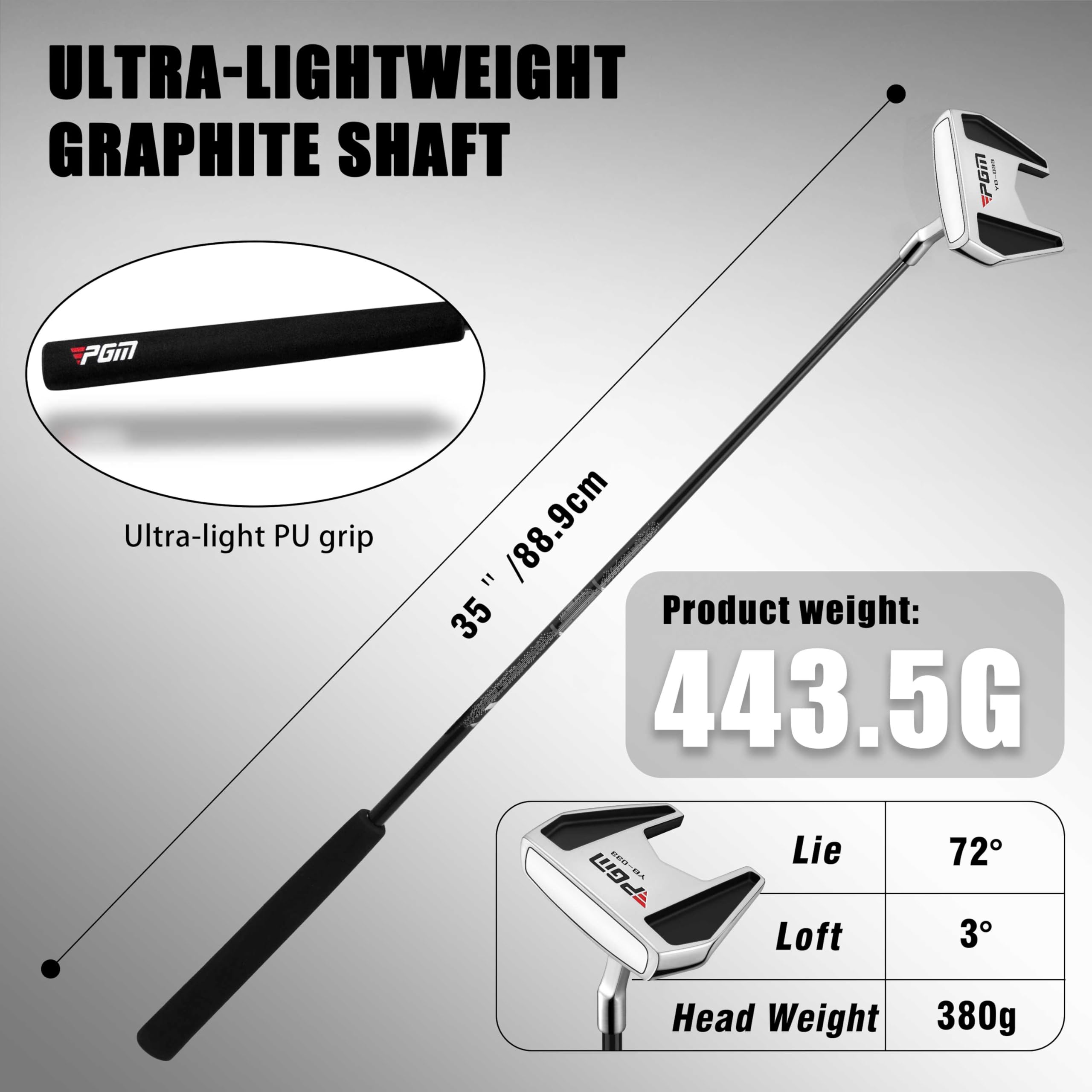 PGM Golf Putter for Men and Women - High MOI Mallet with Easy Alignment - Lightweight Graphite Shaft - Low Center of Gravity for Straighter Putts