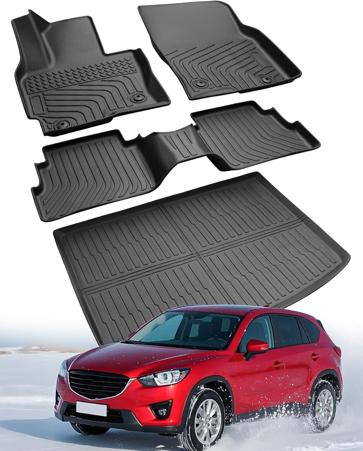 All Weather Car Floor Mats for Mazda CX5 2013 2014 2015 2016 1st Gen Automotive Cargo Liner Full