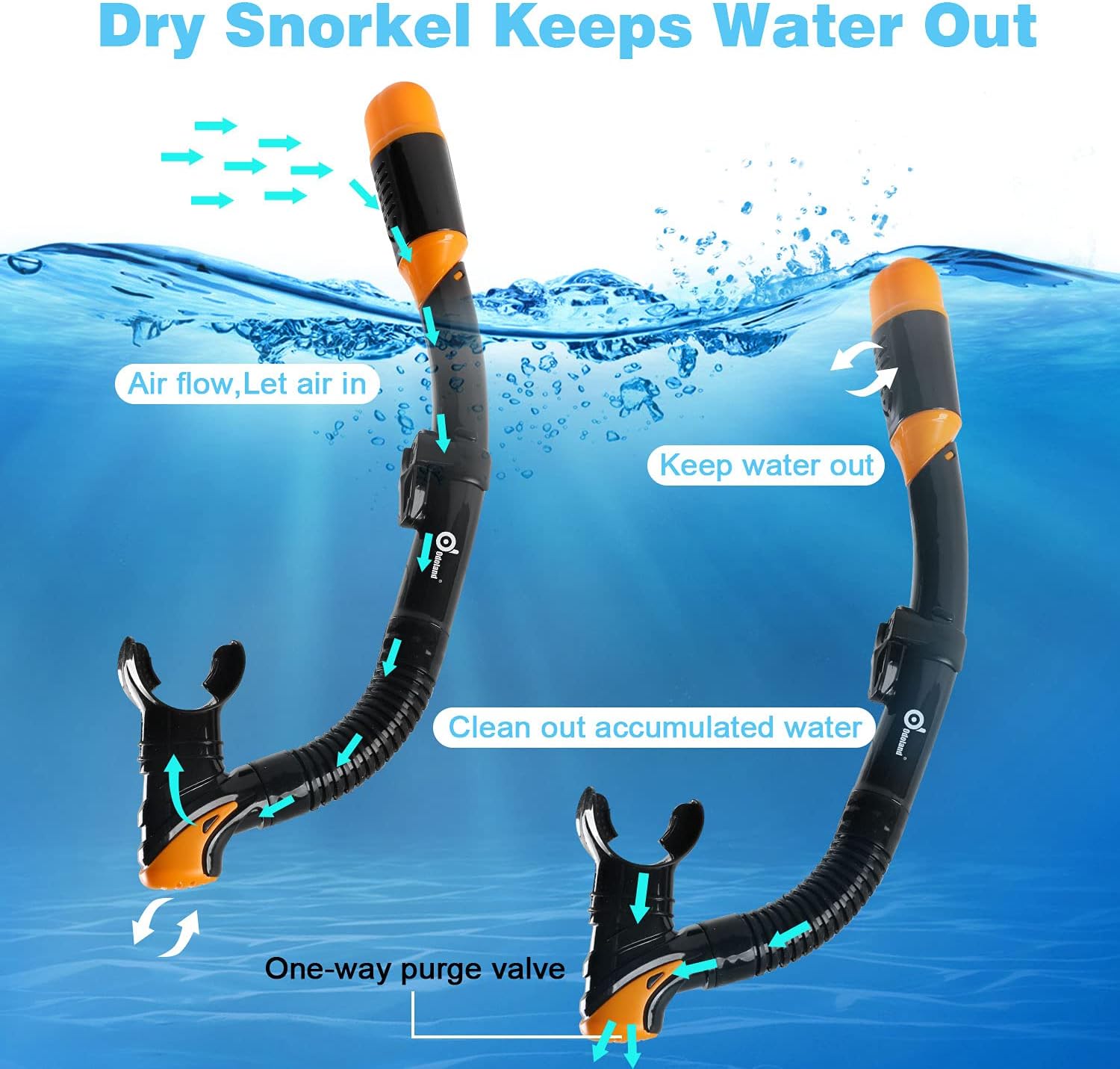 Odoland Snorkel Set 6-in-1 Snorkeling Packages with Diving Mask, Adjustable Swim Fins, Mesh Bag, Waterproof Case and Beach Blanket, Anti-Fog Anti-Leak Snorkeling Gear for Men Women Adult : Sports & Outdoors