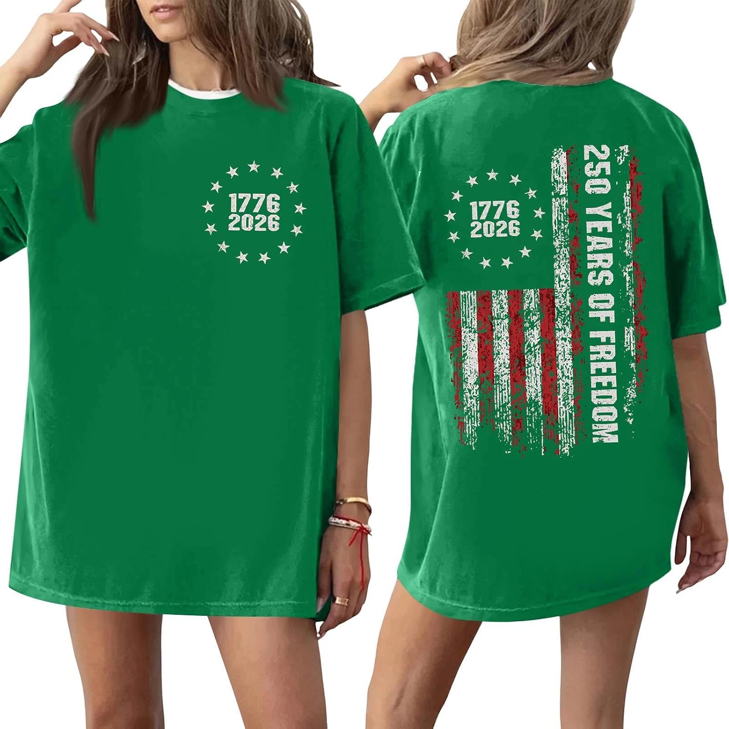 WENKOMG1 Women's USA Tee Shirt Short Sleeve 250 Years American Flag Anniversary Patriot Tshirt, S-5XL