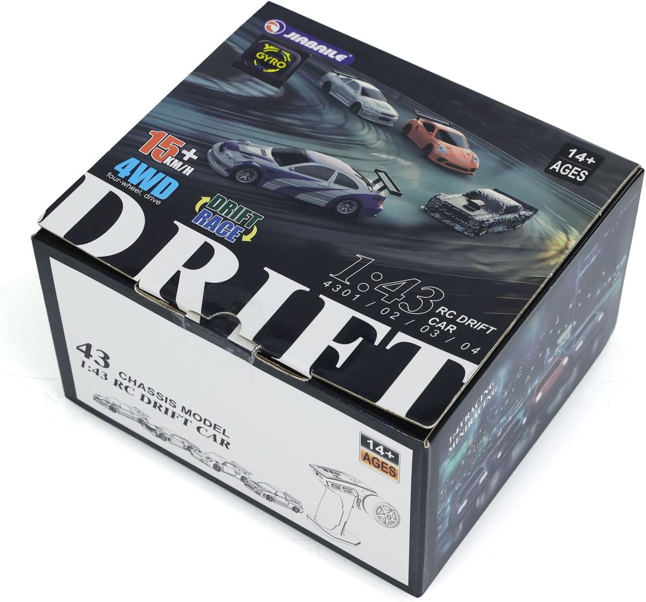 1/43 Full Scale RC Drift Race Vehicle with Gyro Edition 4WD Ready to Go Mini Racing Car Remote Control Car High Speed Model for Collection Gift Boys(Silver Gray)