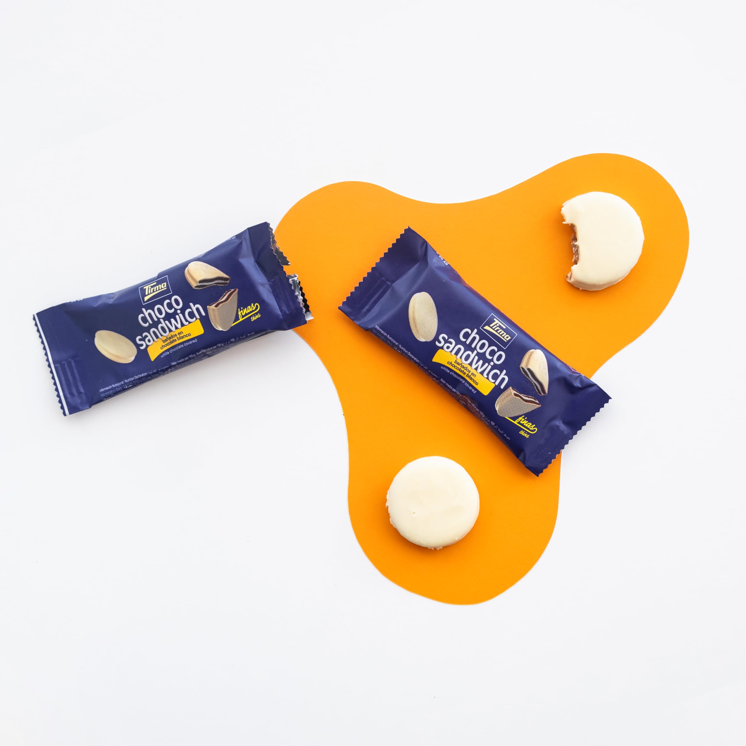 Tirma Choco Sándwich Fino de Chocolate Blanco – 8 Packs de 27,25 g (Estuche de 218 g) | Galletas con Relleno Bañadas en Chocolate Blanco | Snack Dulce Ideal para Merienda y Tentempiés