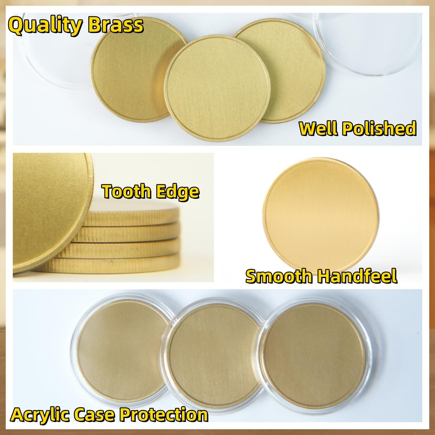 12 Pcs 40mm Laser Engraving Blanks Solid Brass Challenge Coin Blanks 3mm Thickness for DIY Crafts, Hand Carving Custom Coin Blanks Gift for Commemorative Collection,Birthday(Brass 3MM Thickness)