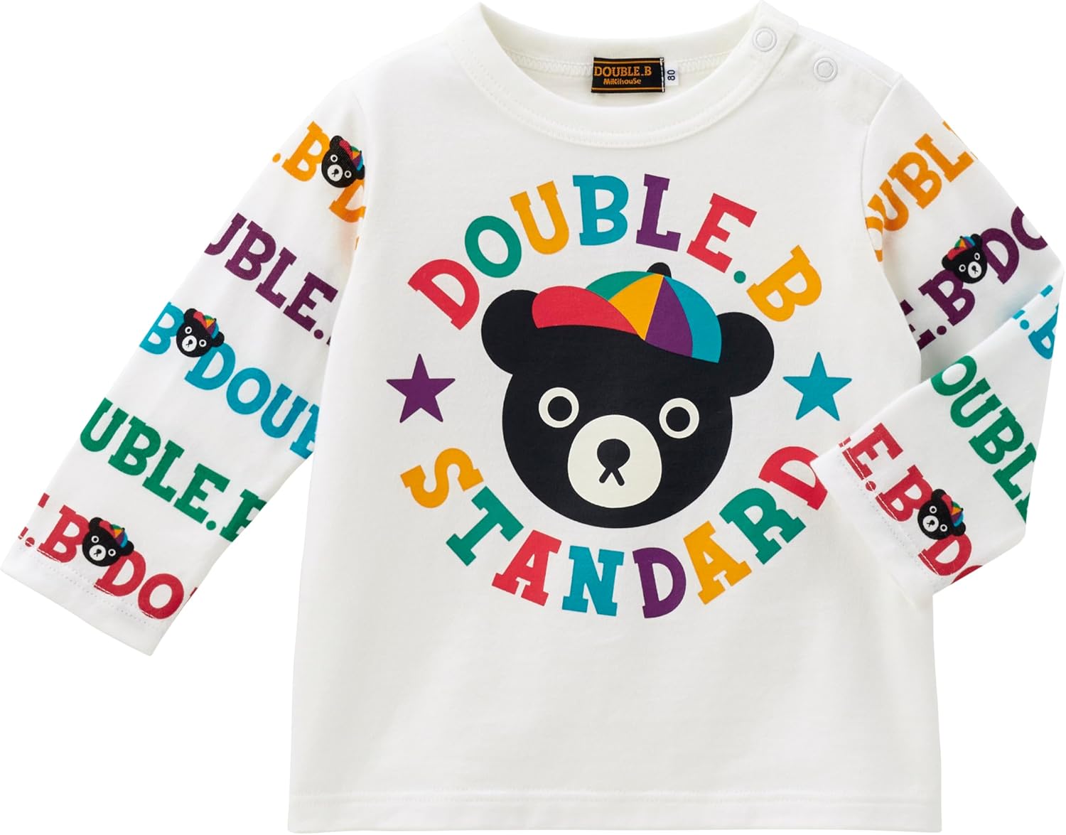 [ミキハウス] ミキハウスダブルビー 長袖Ｔシャツ ロゴ くま 日本製 男の子 女の子 ベビー キッズ 子供服 通園 通学 61-5