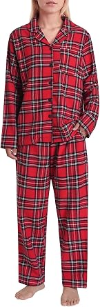 Womens Petite Flannel Button Down Pajama Set Petite Size Cotton Pjs