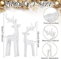 Vista 4 de 2 piezas de decoración moderna de Navidad Decoración neutral de renos de Navidad Estatuas de venado de resina Figuras de venado Estatuas de alce