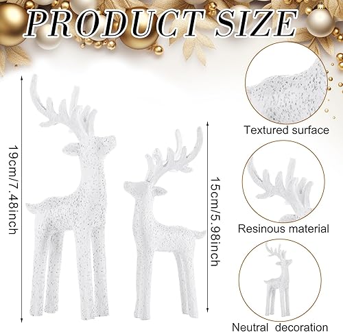 Miniatura 4 de Juego de 2 estatuas de resina, decoración de reno de Navidad neutra, estatuas de alce para sala de estar, dormitorio, oficina, estantería de