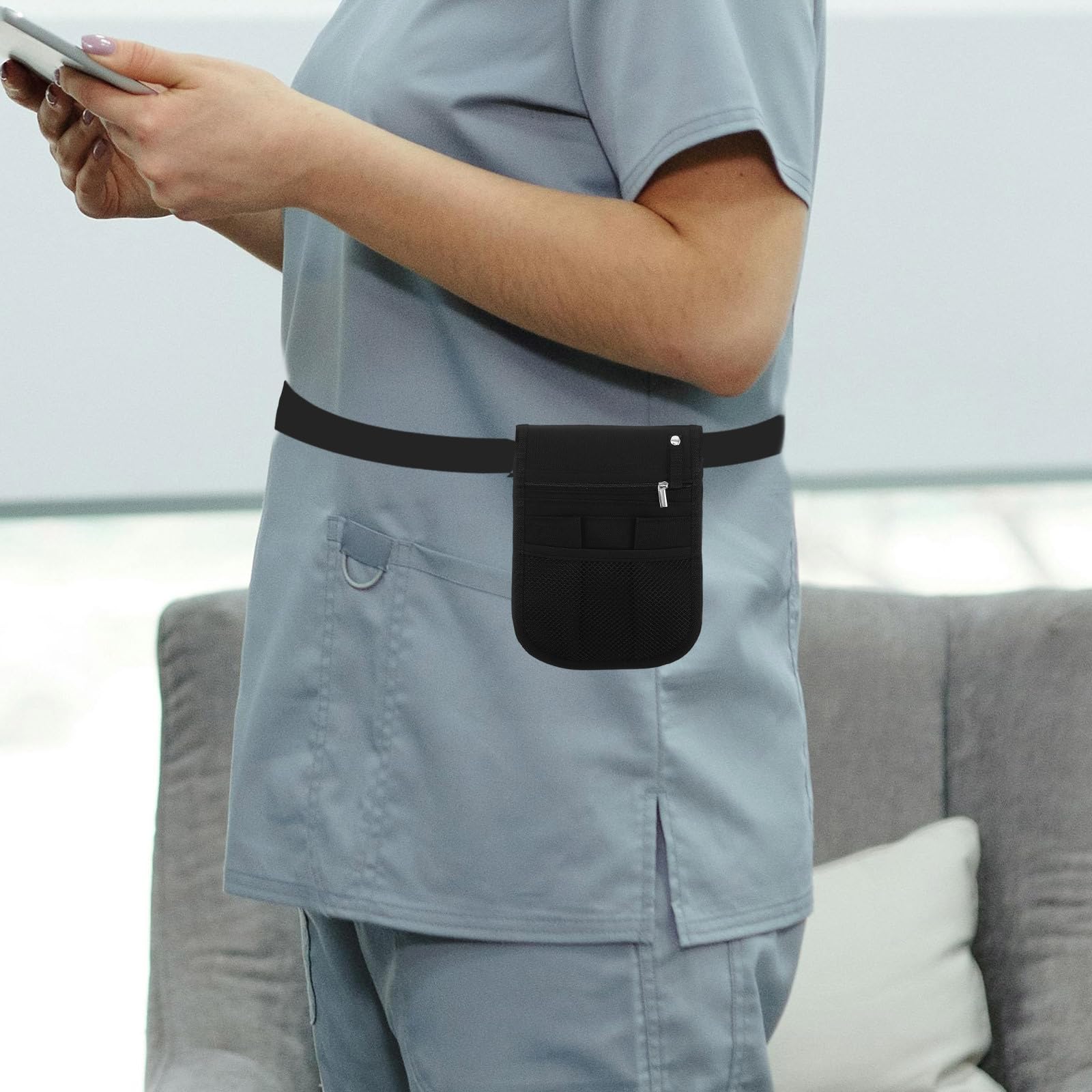 MAGICLULU Marsupio Infermiera Nero Oxford Tracolla Regolabile e Scomparti Multipli per Organizzare Strumenti Medici e Accessori Pratico per Infermieri
