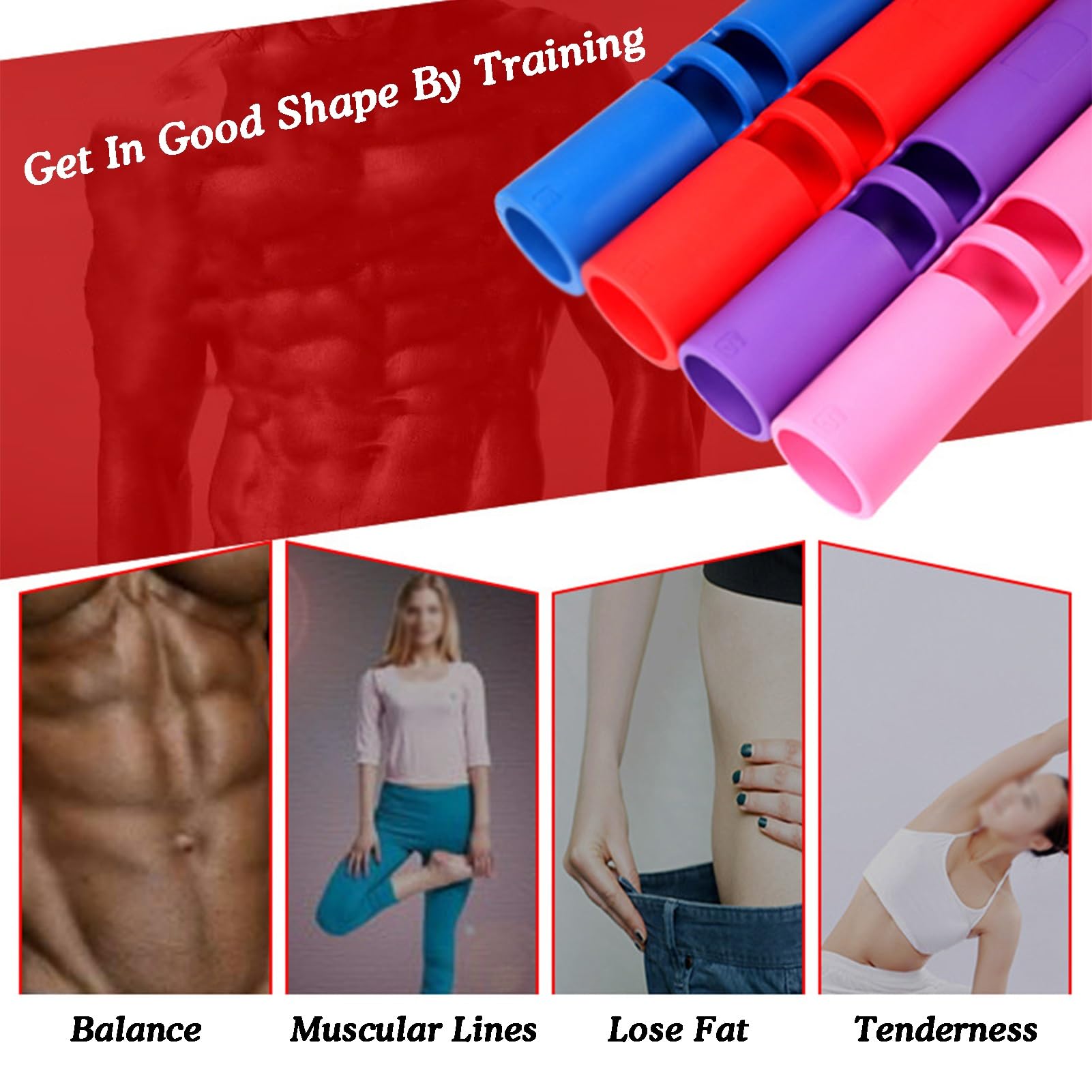 Przenośna gumowa sztanga treningowa, gumowe wiadro Fitness | Kompleksowy trening fitness, wykonany z materiału TPE, odpowiedni do siłowni i użytku domowego
