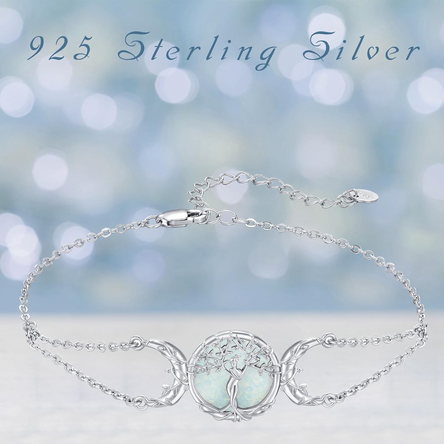 TRISHULA 925 Sterling Silver Bracelets for Women,Star of David Mushroom/Palm Tree/Evil of Eye/Feather Bracelet Link Bracelet Jewelry for Women