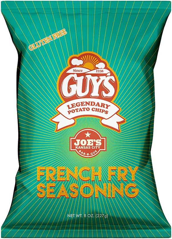 Guys Joe's KC French Fry Seasoning Potato Chips – Healthy & Salty Snacks w/a Unique Blend of Spices – Natural Potato Snack Chips – Pantry Essentials for Lunch or Snacking (8 oz Bag, Pack of 8)