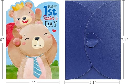 Miniatura 7 de WaaHome Tarjeta de regalo para el primer día del padre para el nuevo padre de hija e hijo, tarjeta de regalo del primer día del padre para primera