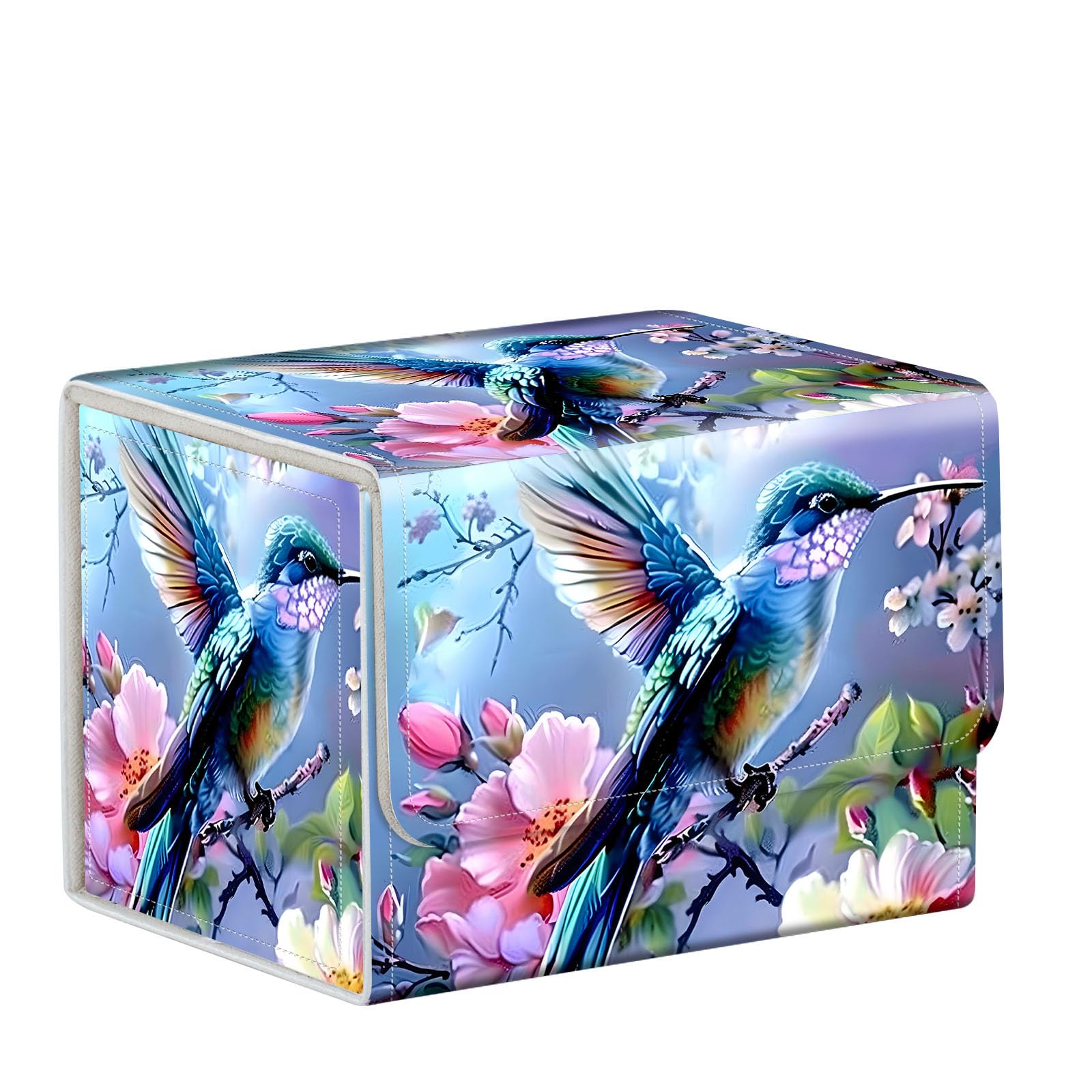 ETLKJVBL for MTG Card Storage Solution, Hummingbird Colorful Flowers for MTG Card Box and Commander Decks, High Capacity Anime Card Sleeves for Mtg Deck Box, Designed Specifically for Mtg Players