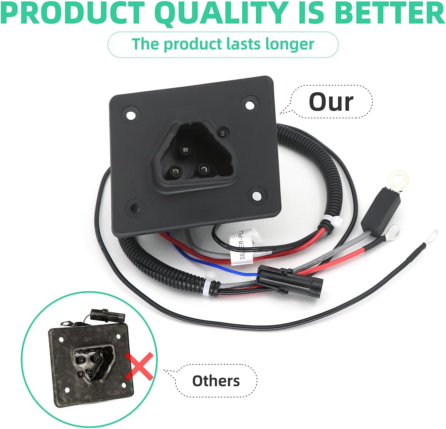 Golf Cart 48V Battery Charger Receptacle for EZGO RXV 2008 and Newer and EZGO 2Five 2010 and Newer Delta-Q Charging Port with Wires OEM 602529