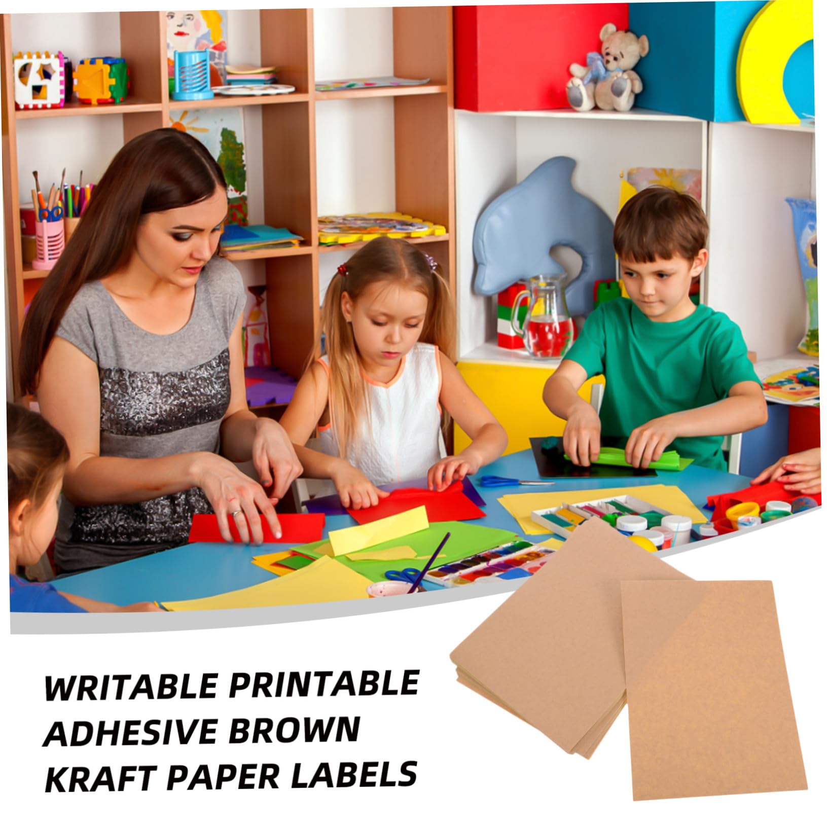 50fogli Carta Adesiva Kraft Stampabile Etichette Adesive Autoadesive in Carta Kraft per Stampante Etichette di Adesiva