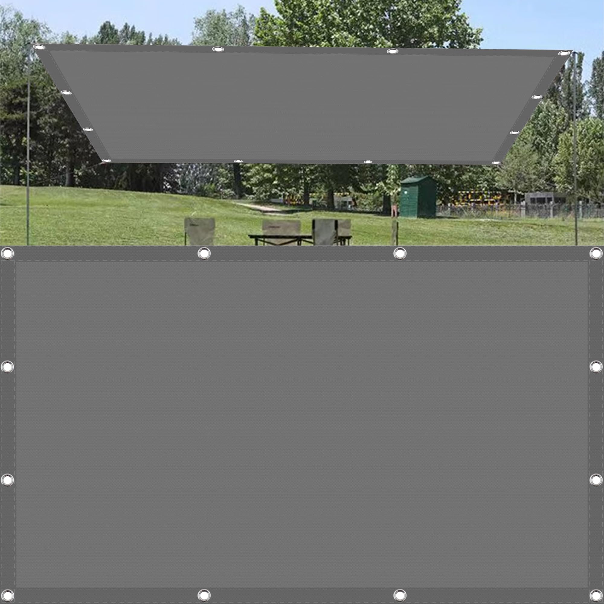 Voile d'ombrage gris clair 1.4x2.2m en tissu anti-UV imperméable pour jardin