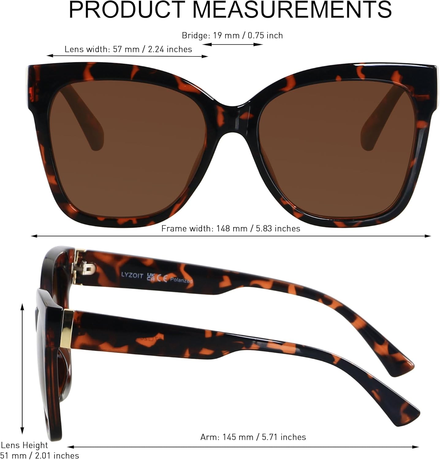 LYZOIT Trendy Oversized Cat Eye Polarized Sunglasses for Women Big Large Cateye Sun glasses - Image 5