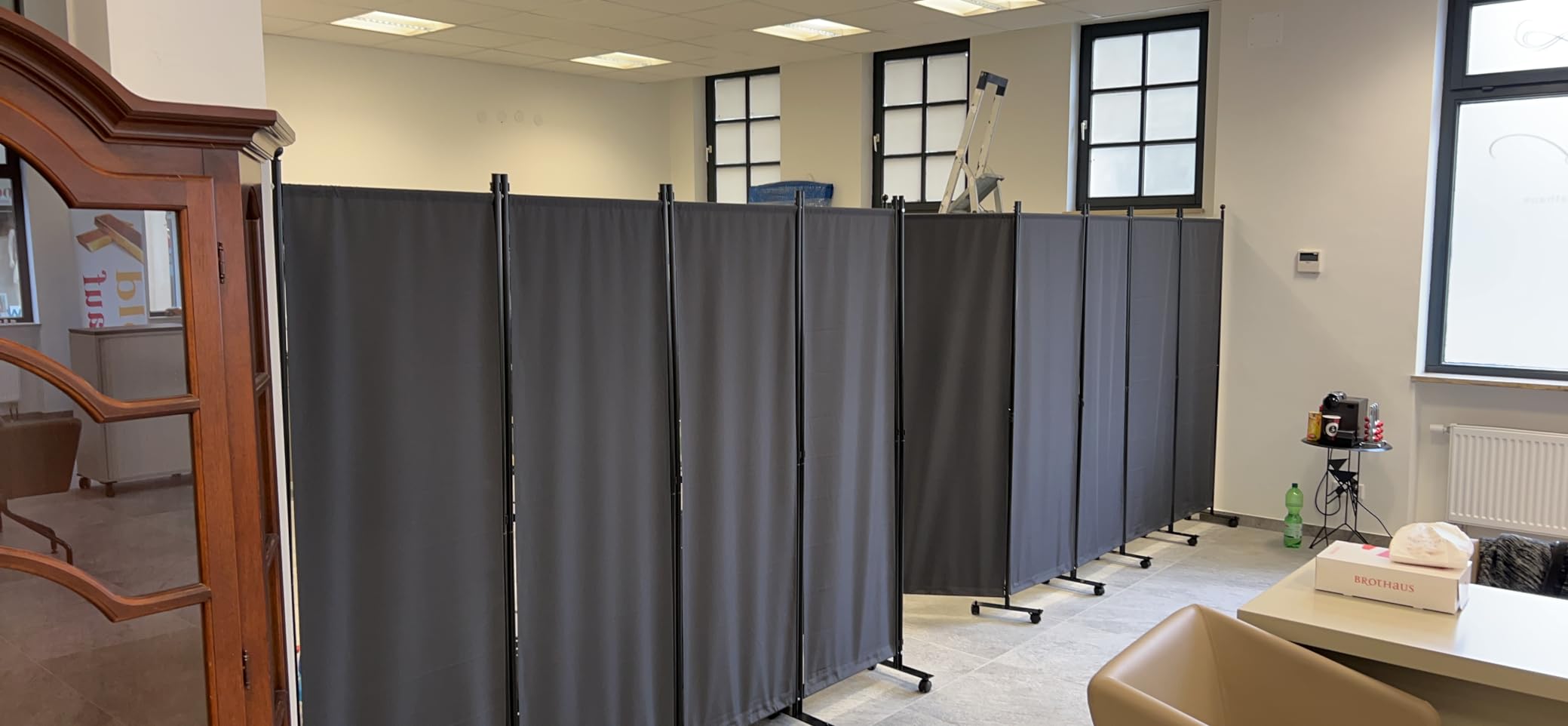 Paravento Divisorio Su Ruote - 187x181cm, Beige, Per Interni/Esterni, Uffici E Balconi - Foto 5