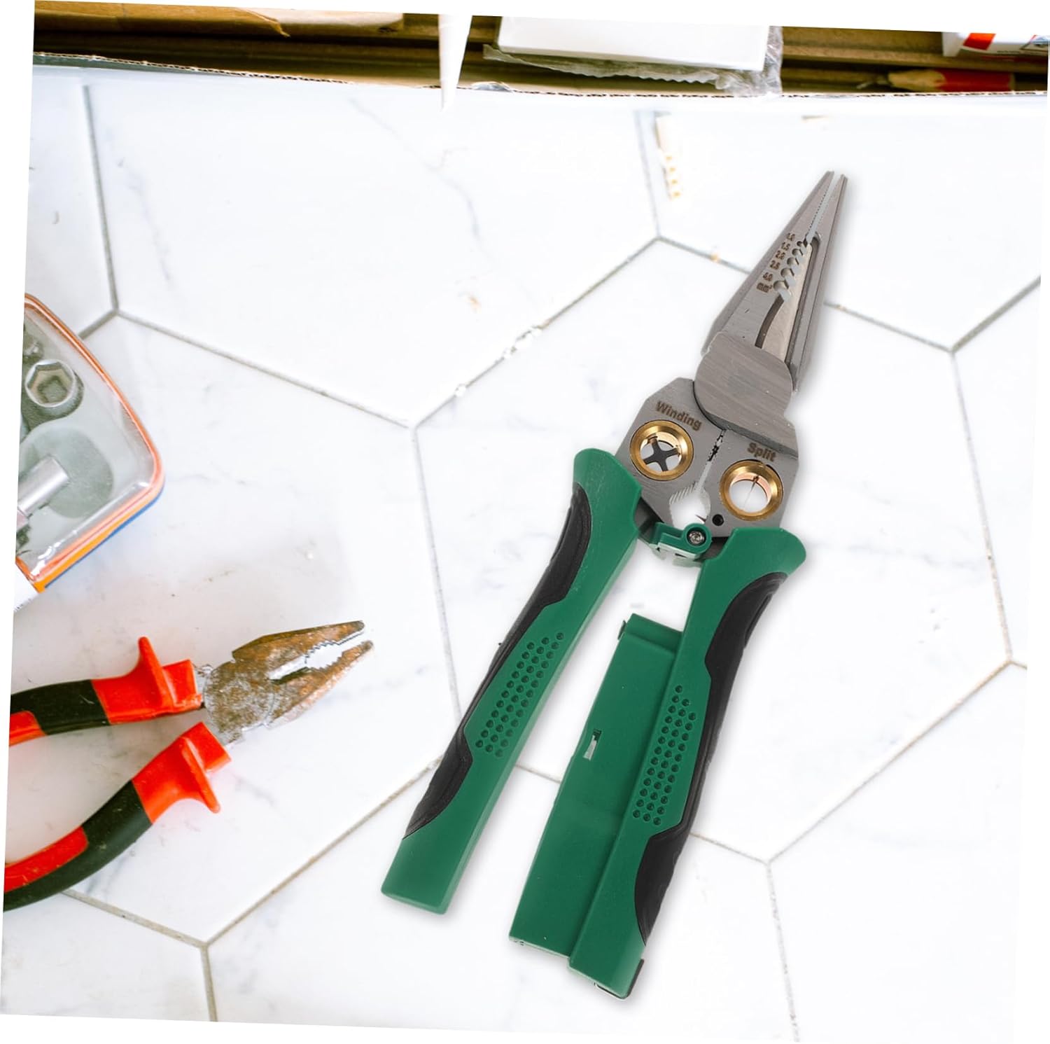 Stainless Steel Electrical Pliers with Non Slip Handle Precise Wire Stripper Cutter and Voltage Tester Multi Function Tool for Electricians Maintenance and DIY Enthusiasts