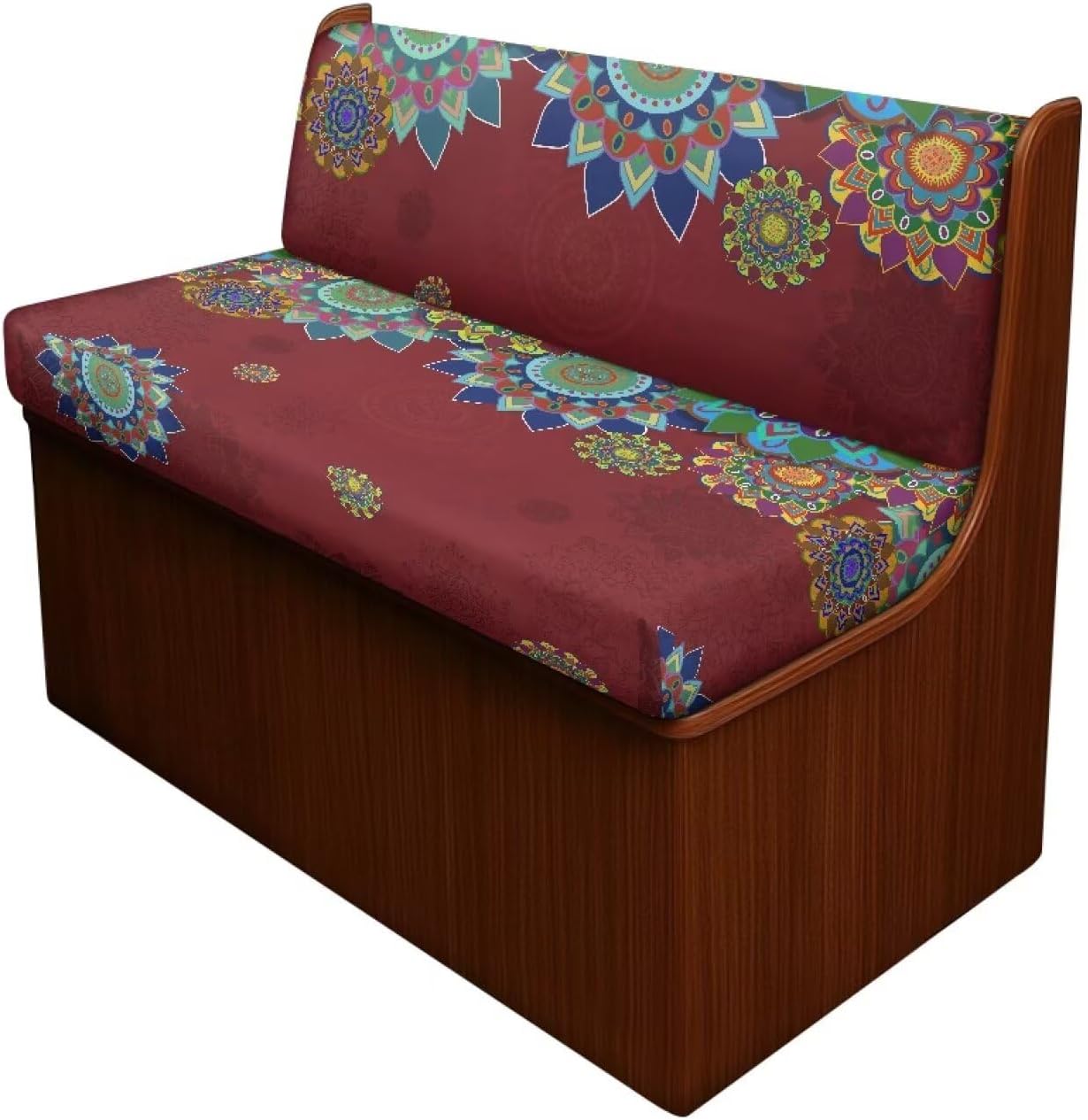 Red Boho Pattern 2pcs RV Dinette Cushion Covers Stretch Loveseat Slipcover RV Sofa Cover Furniture Protector Kids Pets Friendly Couch Cover for Cushion