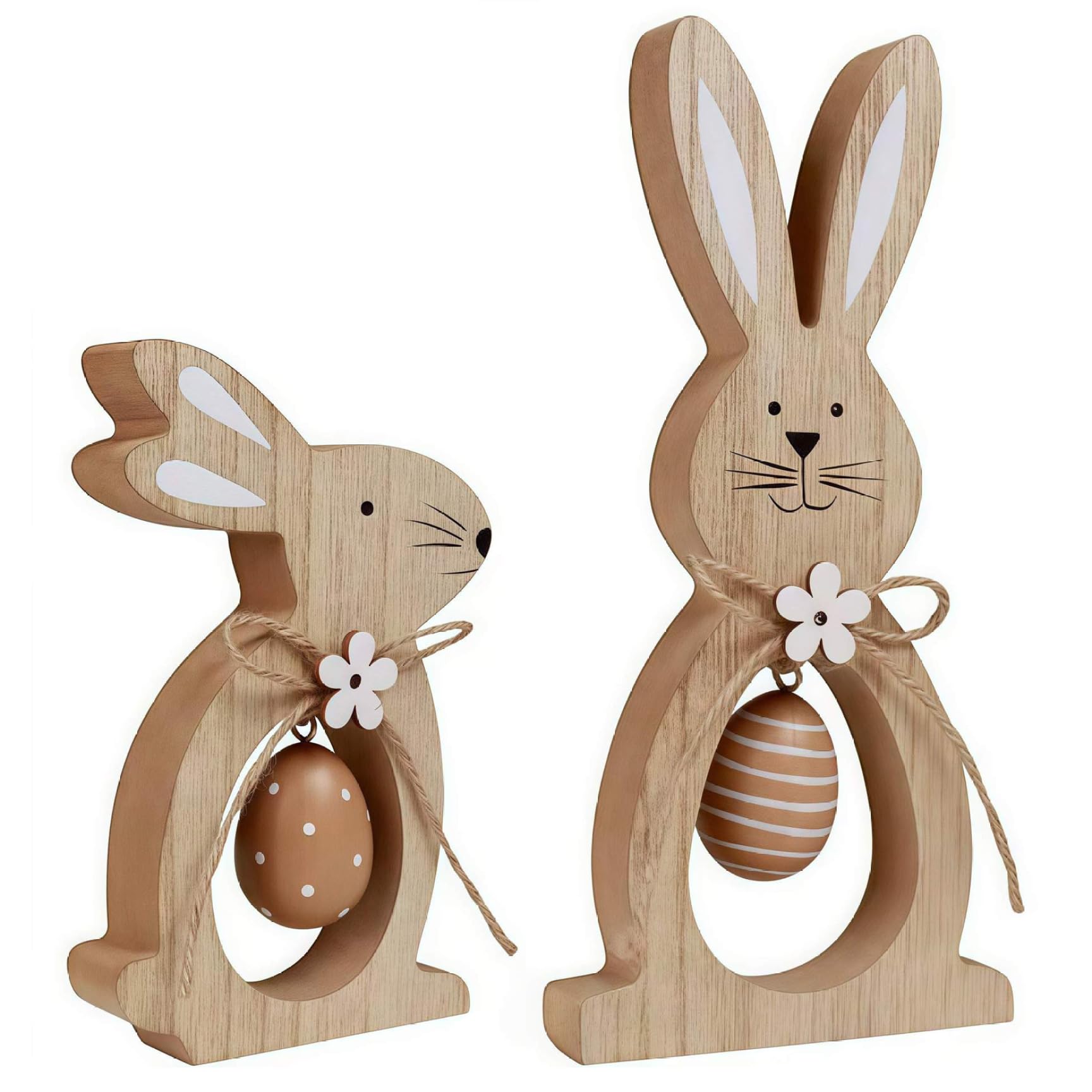 Lapin de Pâques en bois pour décor de plateau à plusieurs niveaux chic