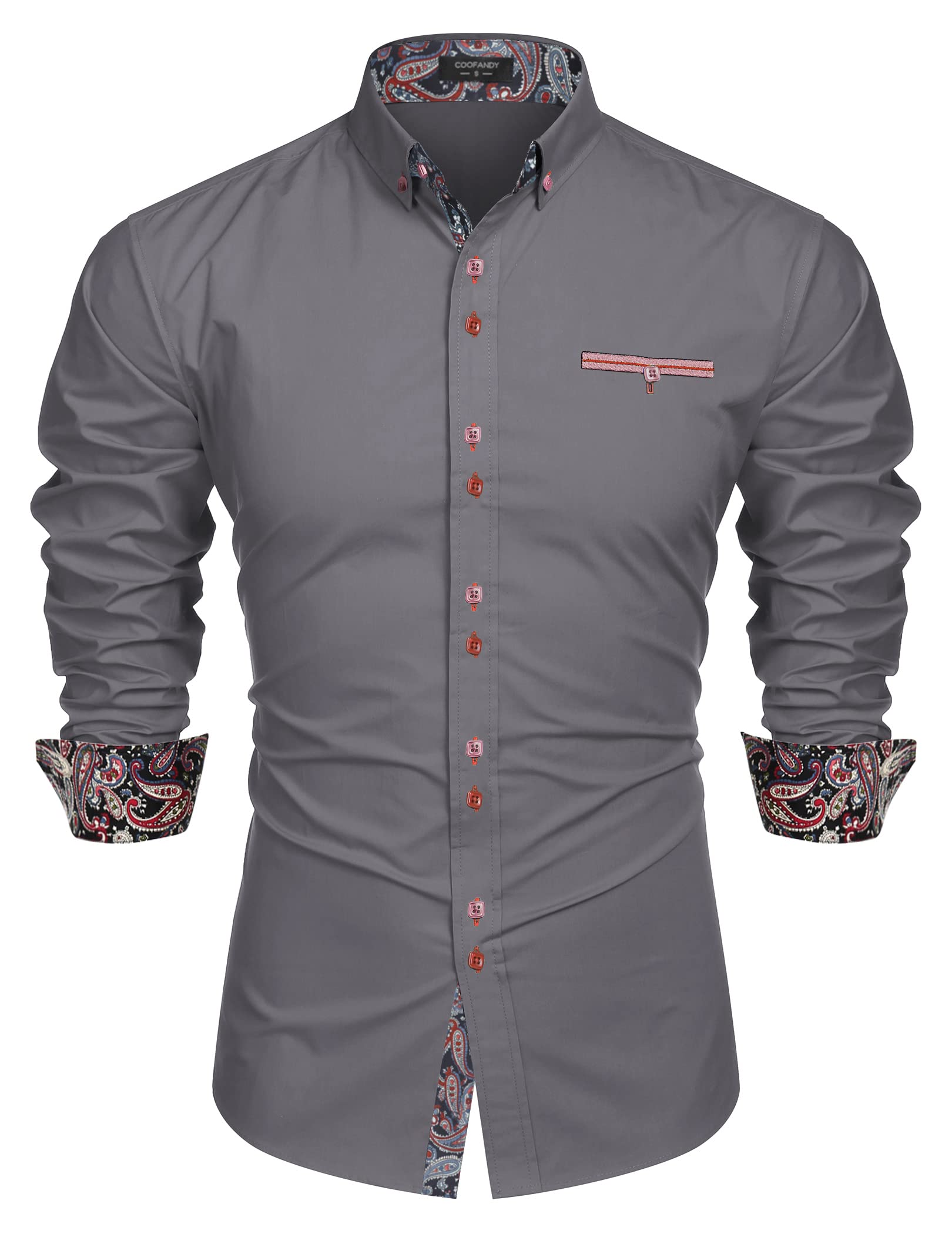 COOFANDY Men's Fashion Slim Fit Dress Shirt Casual Long Sleeve Button Down  Shirt
