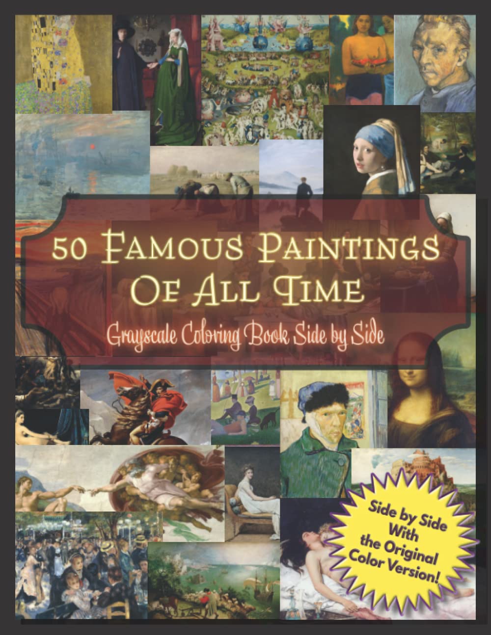 Livre de coloriage en niveaux de gris 50 chefs-d'œuvre de la peinture