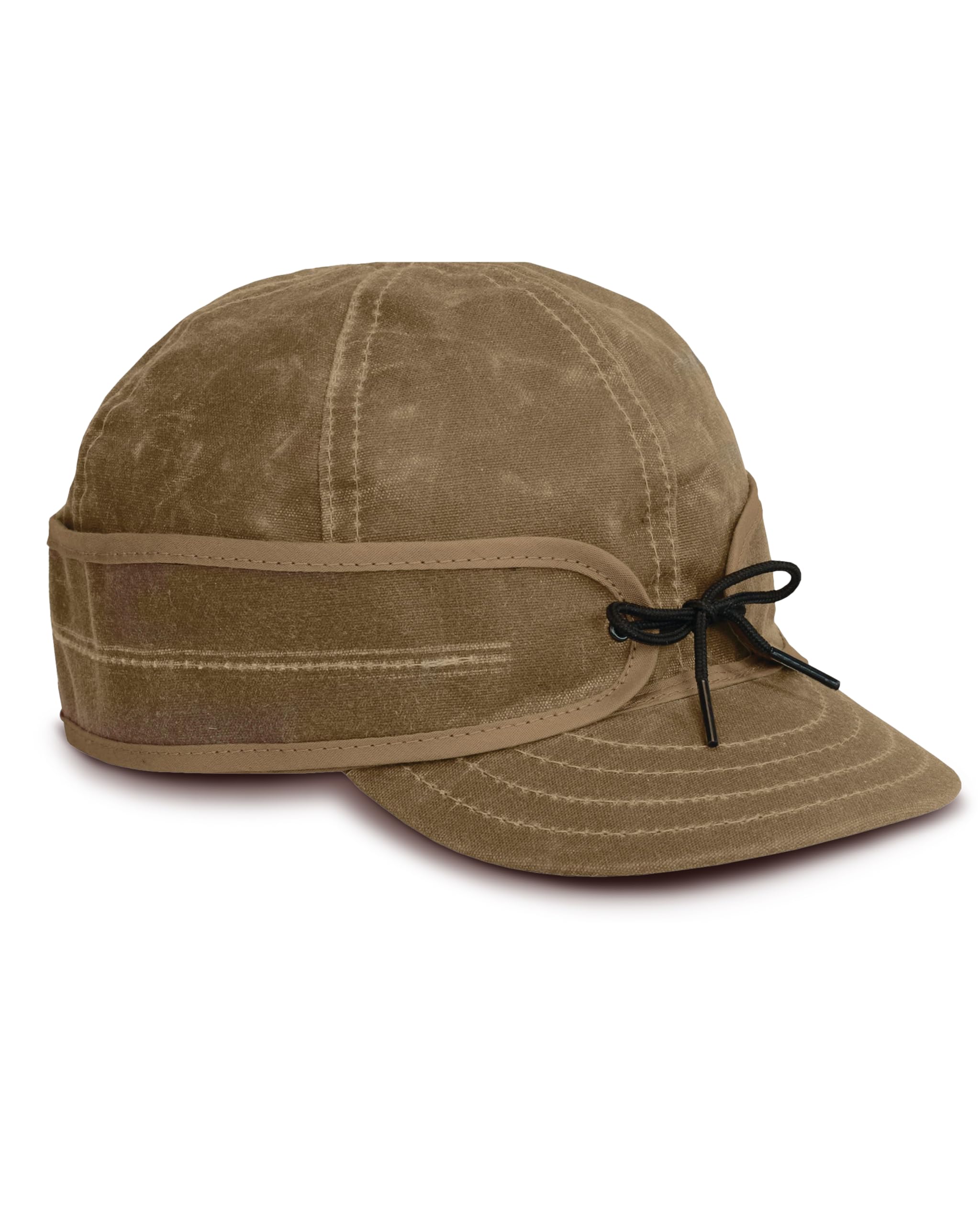Stormy Kromer The Waxed Cotton Cap, Water-Resistant, 100% Cotton Duck, Pulldown Earband, Washable Wax for Outdoor Adventures, Sand, 7.125