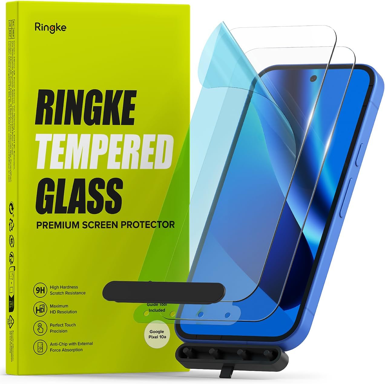 Ringke Tempered Glass for Google Pixel 10a Screen Protector [Super Easy to Install] Case Friendly Shatterproof Premium 9H Hardness - 2 Pack