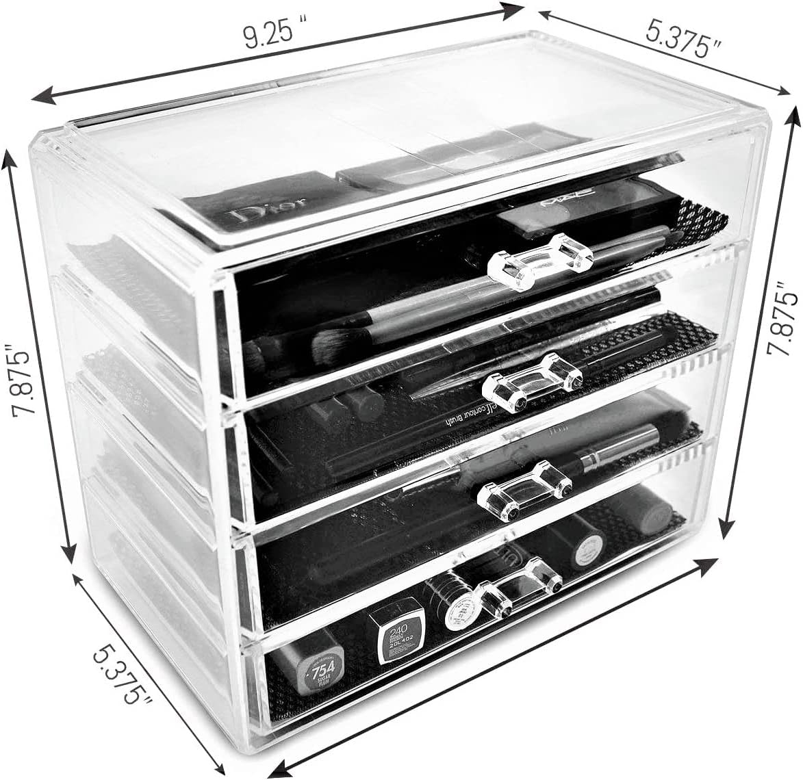 Sorbus Clear Makeup Organizer Display - Stylish Organization and Storage Case for Cosmetics, Jewelry & Hair Accessories - Space Saving Makeup Organizer for Vanity, Bathroom (2 Large, 4 Small Drawers) : Beauty & Personal Care