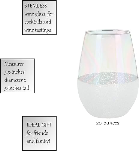 Miniatura 2 de Slant Collections Copa de vino sin tallo, regalo de boda para despedida de soltera, 20 onzas, cuentas blancas