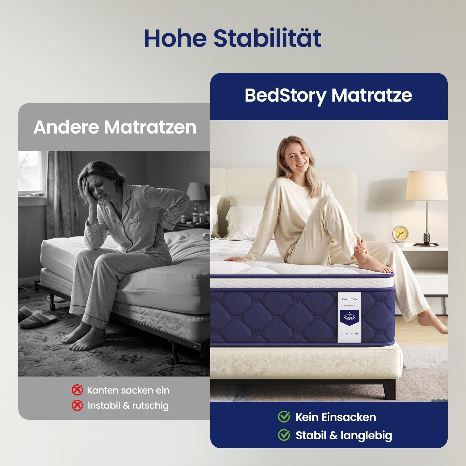 BedStory Matratze 100x200 cm, 25.5 cm Höhe Taschenfederkernmatratze