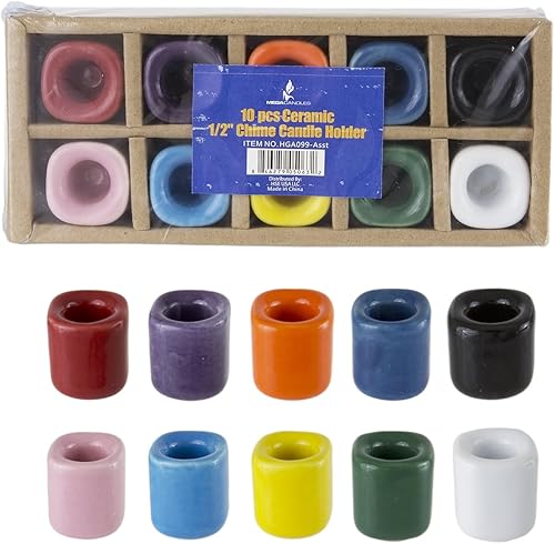 Miniatura 2 de Mega Candles 10 portavelas de cerámica de colores surtidos con velas de hechizos rituales a juego, ideales para lanzar campanadas, rituales,