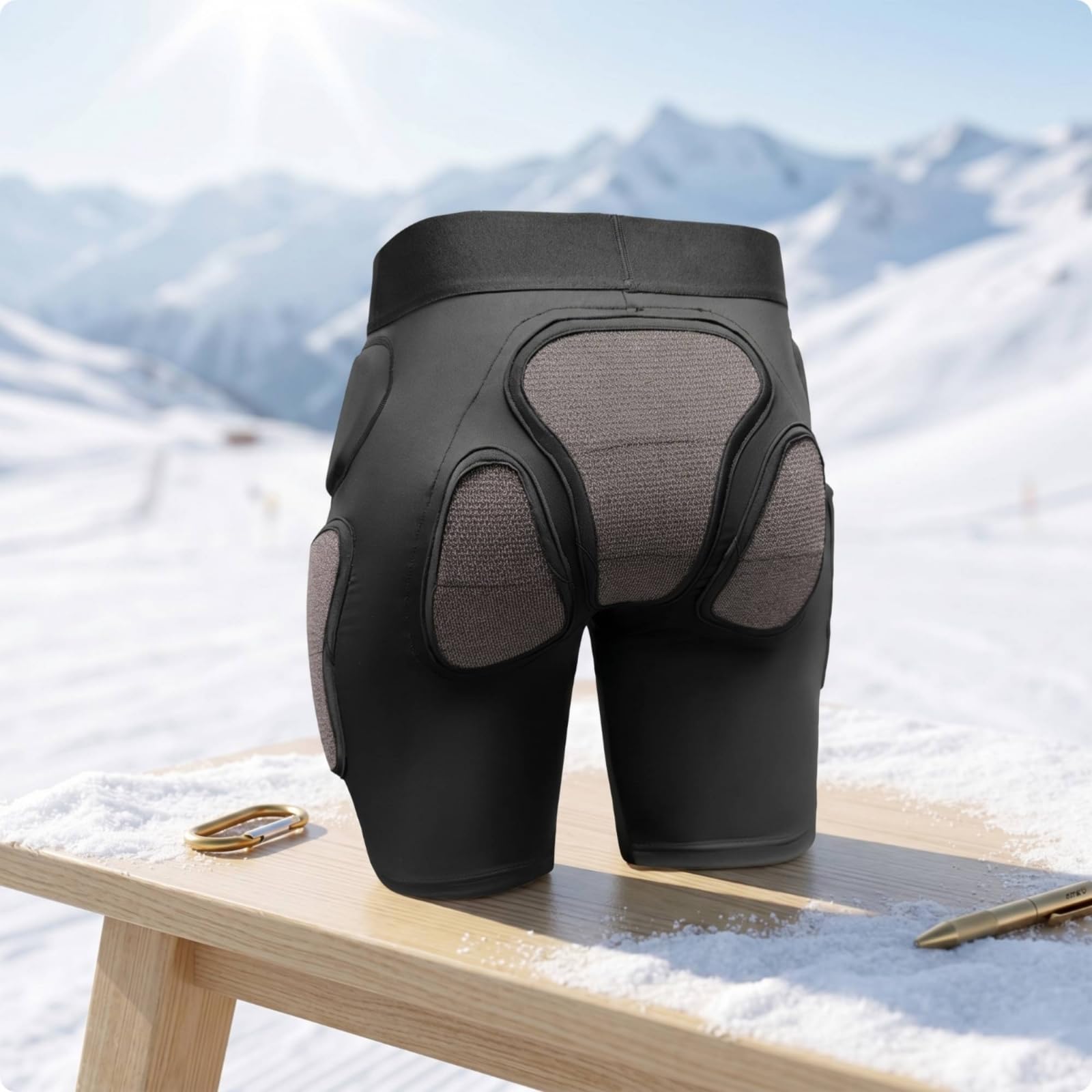 Amagogo Pantalones Protectores de Esquí con Absorción de Impactos Shorts Acolchados Pantalones de Protección Acolchado en Caderas y Asiento Malla de
