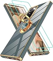 Vista 23 de Gritup Funda para Samsung Galaxy A14 5G: Funda para Samsung A14 2 piezas, protector de pantalla, soporte de anillo de rotación de 360°, soporte