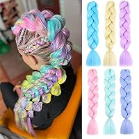 Vista 11 de Paquete de 3 extensiones de cabello trenzado de colores de 24 pulgadas para trenzas, extensiones de cabello sintético de colores para trenzar M7